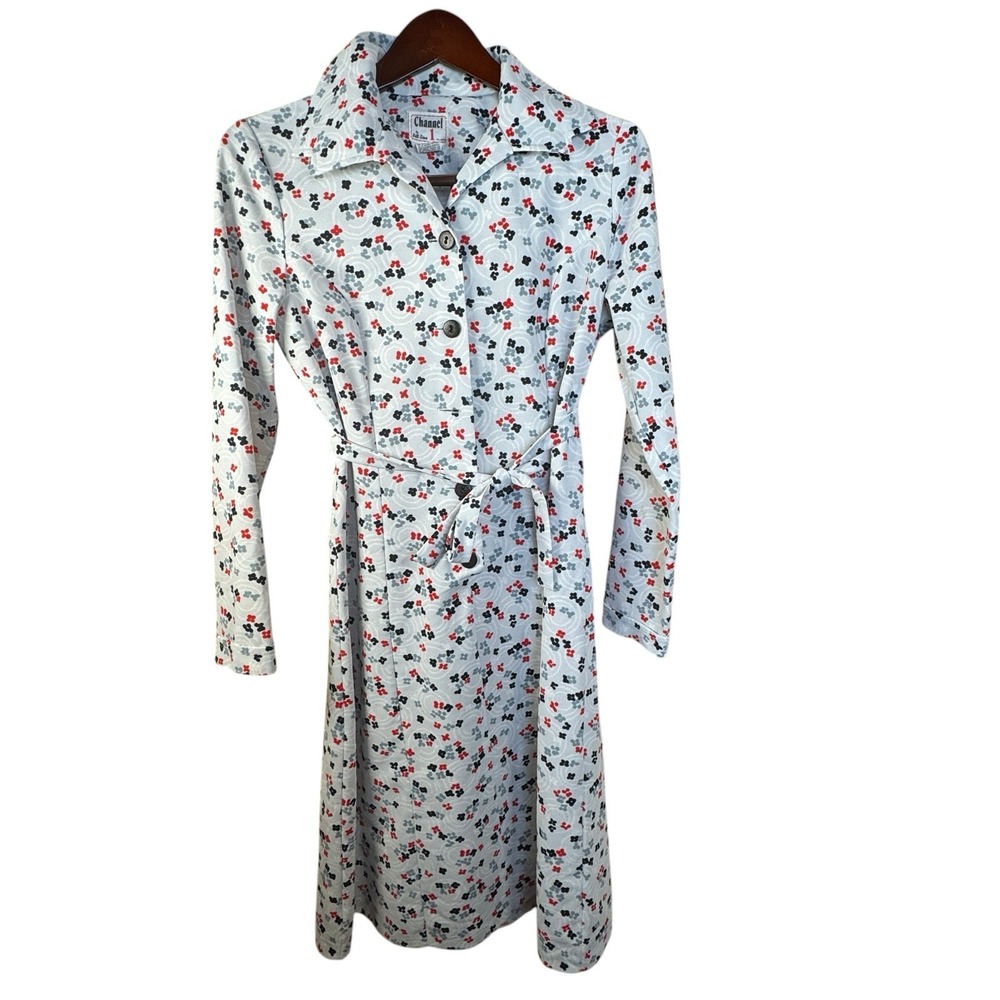 Vintage 1960s Channel 1 Bill Sims Women's Size 12‎ Polyester Floral Belted Dress